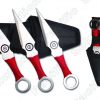 3 Pc 6.5inch Red Slvr Wng Throwing Knife