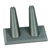 Double Ring Disp Steel Gray Faux Leather
