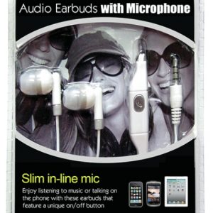 Audio Earbuds with Microphone White