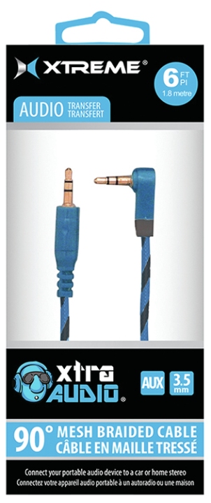 6ft Blue/White Braided Mesh Audio Cable