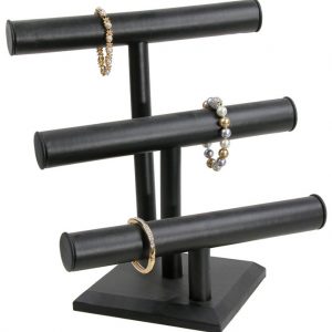 Leatherette 3-Tier T Bar Black