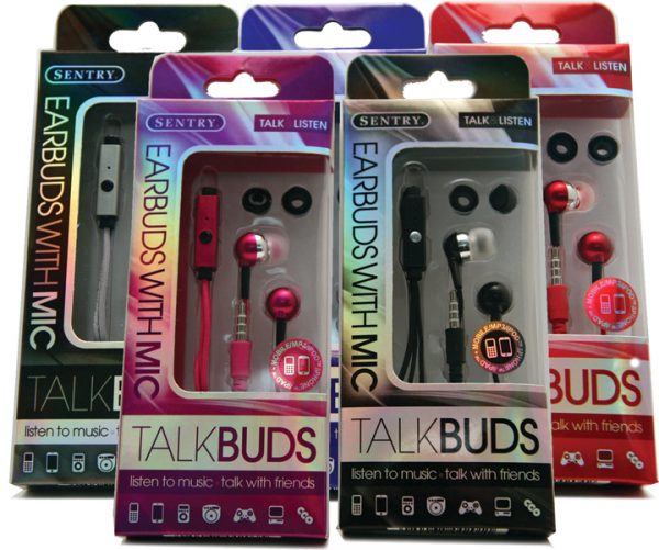 Sentry St Earbuds w/Mic Assrted PDQ 12Pk