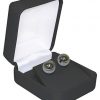 VE3 Leatherette metal earring Black