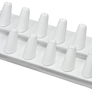 Ring Display 12 Finger Whte Faux Leather