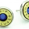 Bullet Stud Earrings 9mm Sapphire1 Pair