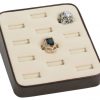 12Slot Ring tray-dark brown/beige suede