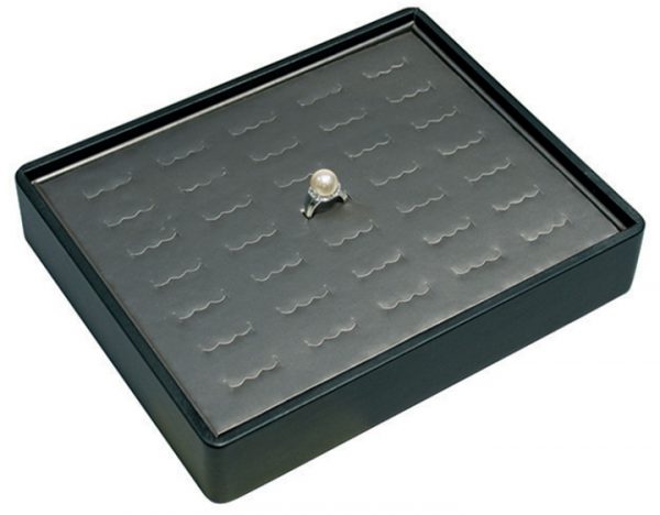 Stackable 35Ring Tray - steel grey w/ bk