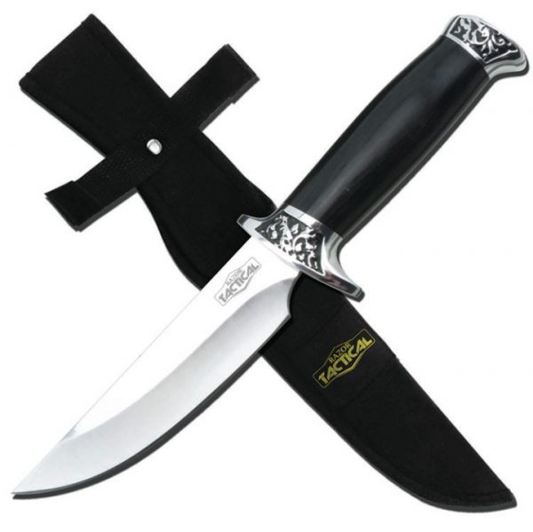 Black Wood Handle 10in Hunting Knife