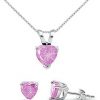 Sterling Silver6mmPinkHeartCZ Set(NoBox)