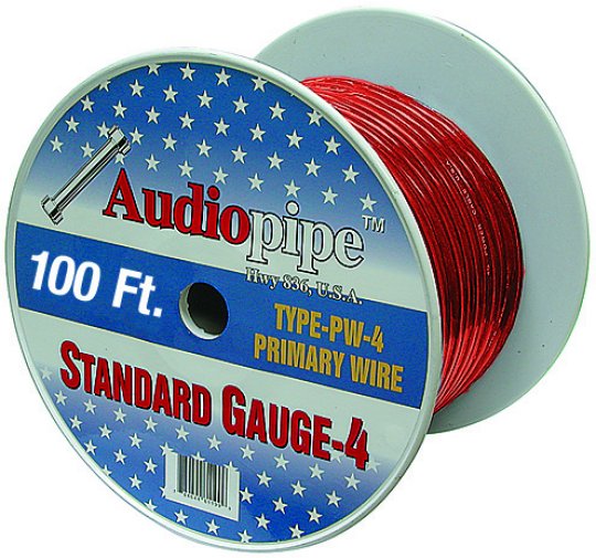 AudioPipe 100ft Roll 4 ga Red Power Wire 1 (PW4100RED)