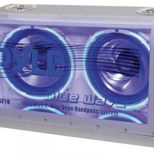 Dual 10'' 1000 Watt Bandpass w/Neon Woofer Rings Enclosure System (PLBWS210)