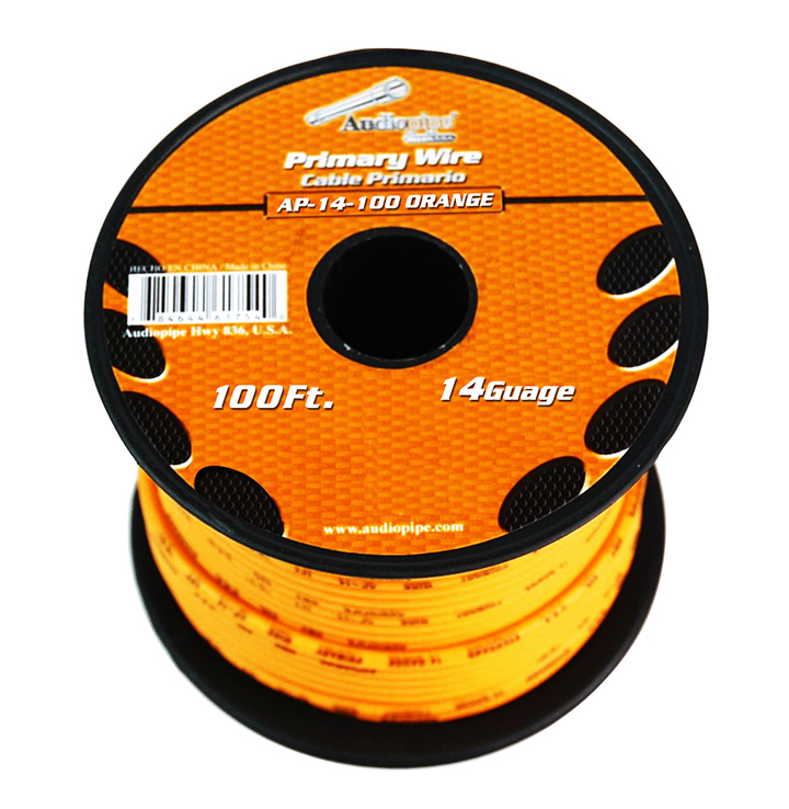 Audiopipe 14 gauge 100ft Orange primary wire AP14100OR