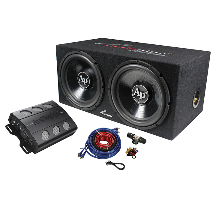 Audiopipe Super Bass Combo pack 600W Max Dual 12" Loaded Box Amp Amp Kit APSB1299PP