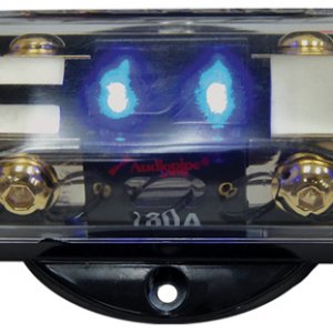 FUSEBLOCK AUDIOPIPE 2 POSITION ANL PLATINUM W/BLUE LED CQ3422P