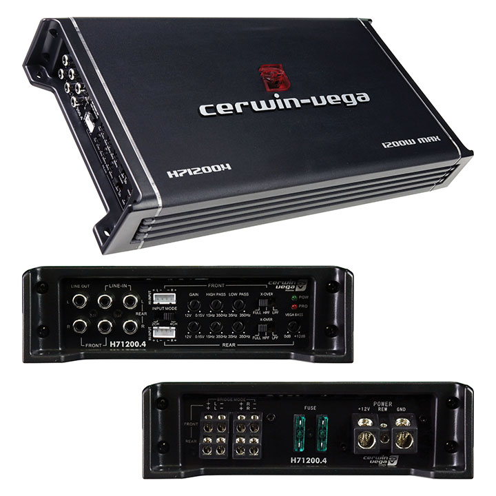 Cerwin Vega 4-Channel / 120WX4@2Ω 80WX4@4Ω RMS 240X2@4Ω/1200W MAX H712004